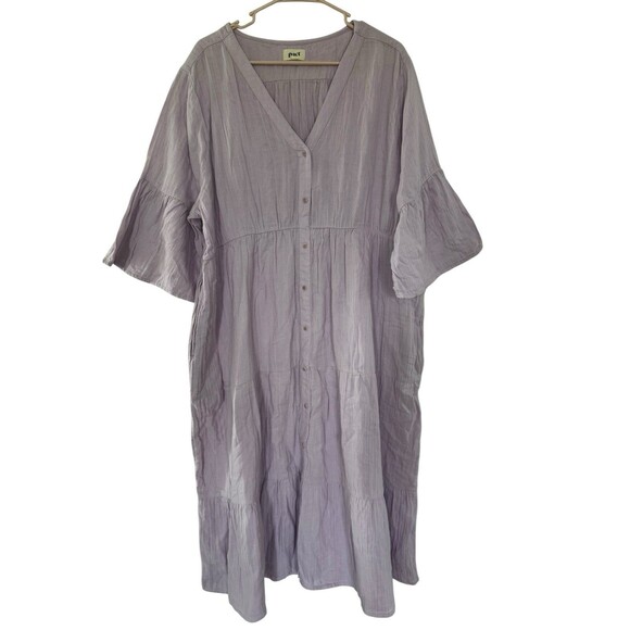 Pact Women’s Organic Cotton Dress Coastal Double Gauze Throw N Go Lilac Size XXL - Picture 7 of 12